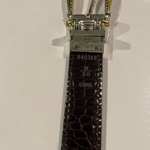 Brighton reversible Croc-Embossed Belt with Silver and Gold Accents